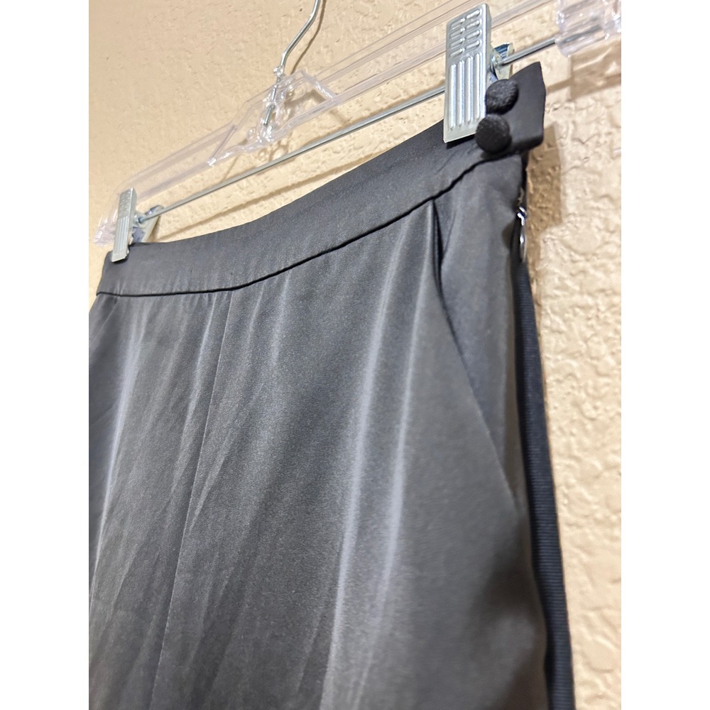 NBD XXS High Waisted Wide Leg Satin Trousers Black Formal Dress Pants Side Zip - Picture 10 of 13